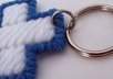 send 1 handcrafted blue and white cross key ring to your US address small2