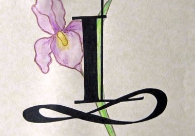 write your initial in calligraphy with your choice of three flowers big2