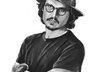 draw a digital black and white portrait small2