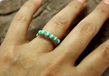 make a sterling silver 6 stone Turquoise ring big2