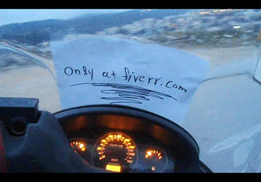 video record a Road Trip with my Motorcycle and your message written on an A4 page big2