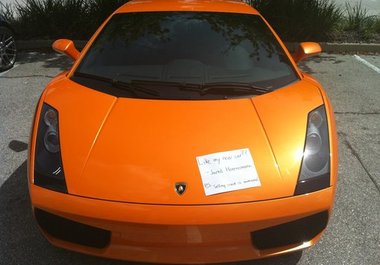 take a picture of a custom sign on my Lamborghini which you can use to prank friends, get girls, upload to facebook, etc big2