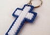 send 1 handcrafted blue and white cross key ring to your US address small3
