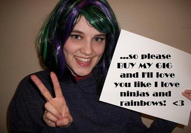 hold a sign saying WHATEVER you want in a wig big3