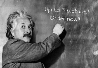 make a picture of Einstein writing your message on a board only big3