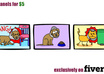 draw a 3 panel comic strip of ANY subject