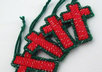 send 4 handcrafted red and green Christmas cross ornaments to your US address