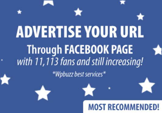 promote or Advertise your url on my facebook page with 12,250 fans big1