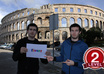 take a picture with my fake twin brother and your message in front of the amphitheater in Pula