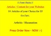 let you PICK 10 different Arthritis Rheumatism Articles as Content for your Website Blog Emails Newsletter with full Rights included