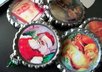 send a Christmas bottle cap vintage Santa Claus pin with swarovski crystals