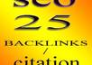 build 25 backlinks or citation for your website
