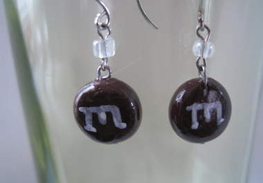 make a pair of polymer clay MandM candy earrings big1