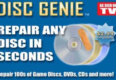 sell you a new as seen on TV disk repair kit called Disc Genie that miraculously fixes your cd dvd and video games discs big1
