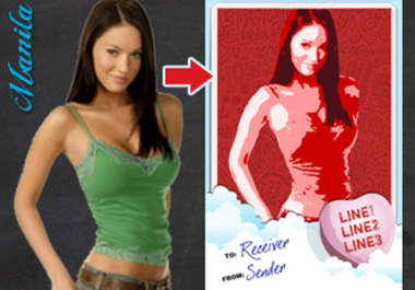 make your PHOTO into Valentine postcard style design big1