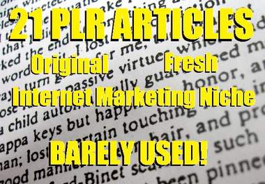 send you 21 barely used Internet Marketing PLR articles that I personally authored big1