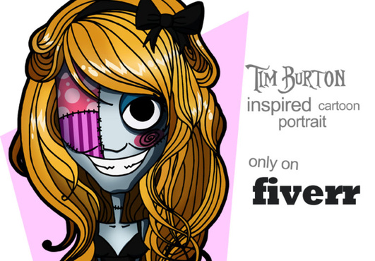 create a Tim Burton inspired cartoon portrait of you or anyone you know big1