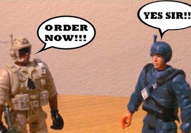 get toy soldiers to comically talk about your subject big1