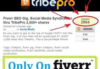 promote ONE link through TribePro, each one will get syndicated / shared at least 1,500 times big1