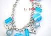 send you this handmade Blue glass Crystal beads Butterfly Chain Bracelet small1
