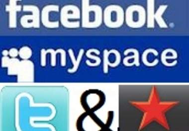 tweet my status to over 200,000 fans  about anything u want to myspace, facebook, twitter, google plus and reverbnation big1