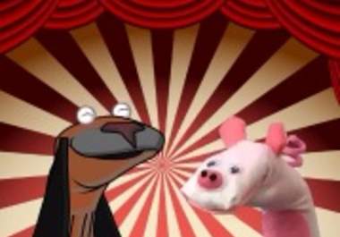 have pinky the pig and mervin the sock puppet dog say ANYTHING you want big1