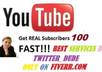 give you 100 real youtube subscribers without admin access small1