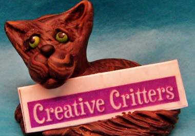 make a cute cat sculpture holding your logo, business name, or short message big1