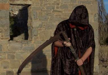 record a testimonial or script as the Grim Reaper big1