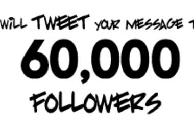 tweet your message or ads to 60,000+ followers more than 12 times big1