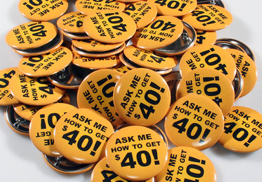 make 4 CUSTOM 2 1/4 inch pin back buttons with anything you want on it big1