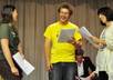write up to 400 words of DIALOGUE for stage or screen