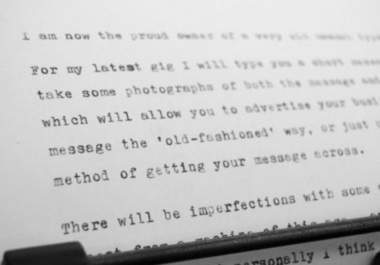 use my vintage manual typewriter to produce a typed message, up to 100 words and a minimum of 4 photos big1