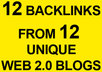 produce 12 backlinks from 12 weblogs to your site