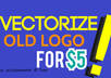 vectorize your current LOGO and send you editable print ready vector ai and eps files Fast and Easy